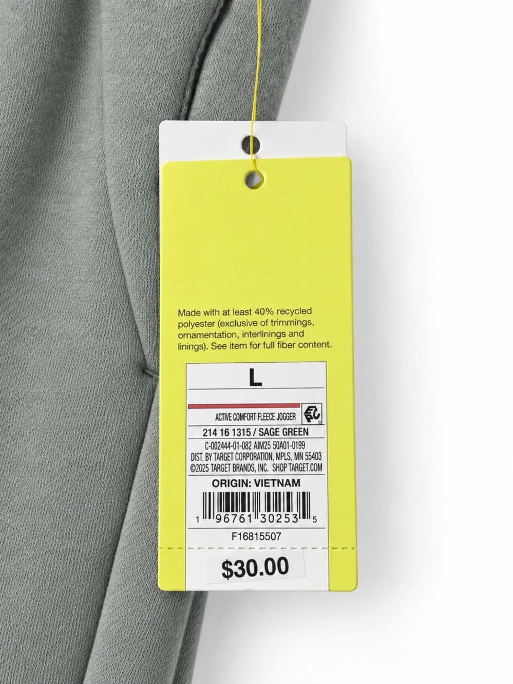 All in Motion Active Comfort Fleece Jogger Sage Green Women's Jogger Pants - Picture 4 of 5
